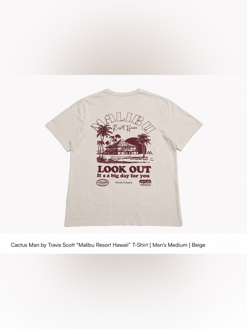 Cactus Beige T-Shirt with Maroon Graphic